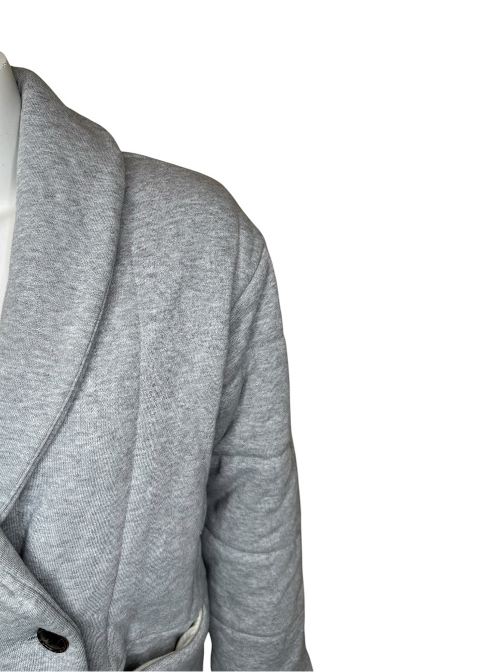 Madewell Sweatshirt Puffer Coat XS Button-Front Shawl Collar Gray NB332 - Picture 3 of 11
